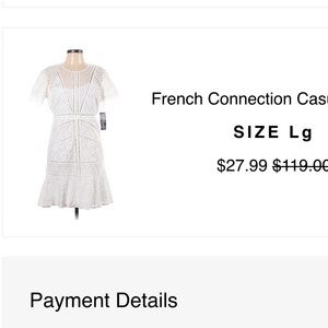 French Connection Cream Lace Midi Dress Size 10